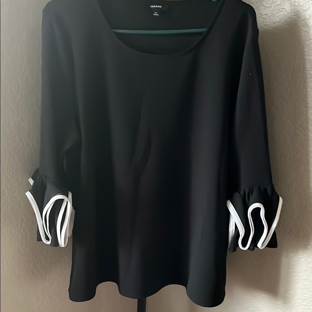 Women's Black Top with White Accents